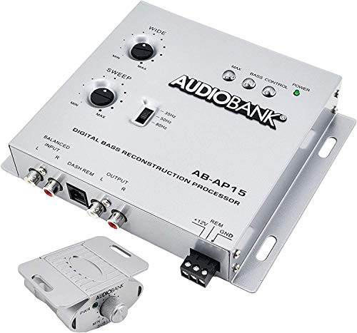 Audiobank AP15 -1/2 Din Car Audio Digital Bass Processor, Sound Restoration & Crossover for Car Subwoofer with Bass Knob/Input Level: 15V RMS & Output Level: 13.5V Peak -2nd Gen Audiobank AP15 -1/2 Din Car Audio Digital Bass Processor, Sound Restoration & Crossover for Car Subwoofer with Bass Knob/Input Level: 15V RMS & Output Level: 13.5V Peak -2nd Gen